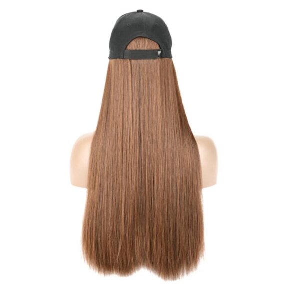 24" Synthetic Hair Extensions with Baseball Cap Long Straight Natural Look - Picture 4 of 6